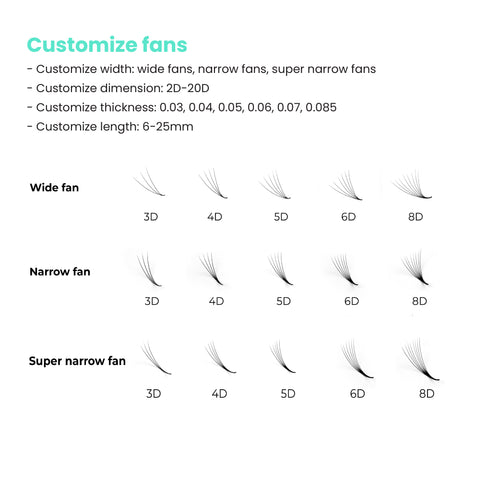 Premium narrow premade fan - 5D